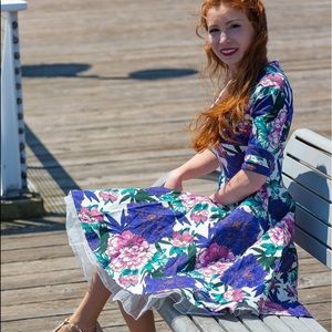 Unique Vintage Floral 1950’s Style Dress - Pin Up - Rockabilly